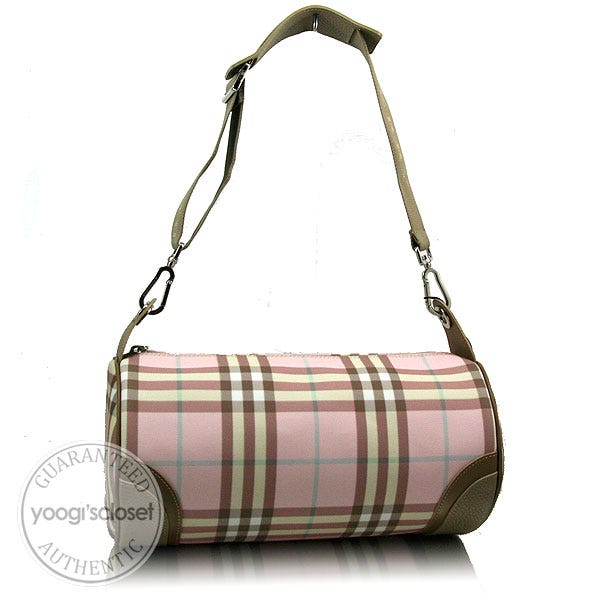 Burberry Pink Nova Check Lola Barrel Bag