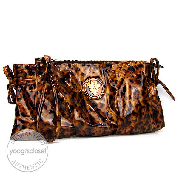 Gucci Tortoiseshell Print Patent Leather Hysteria Clutch Bag