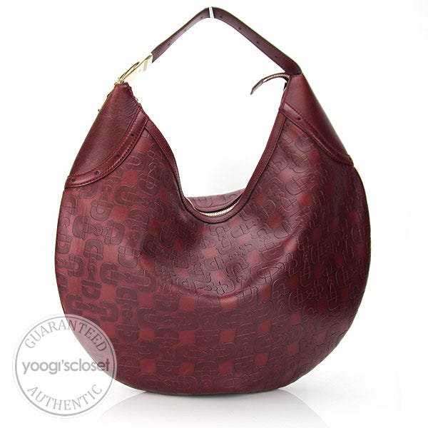 Gucci Bordeaux Leather Horsebit Hobo Bag