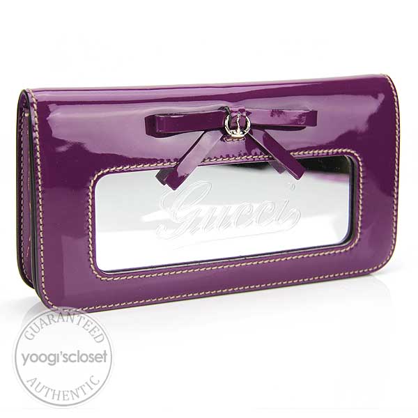 Gucci Purple Patent Leather Mirrror Clutch Bag