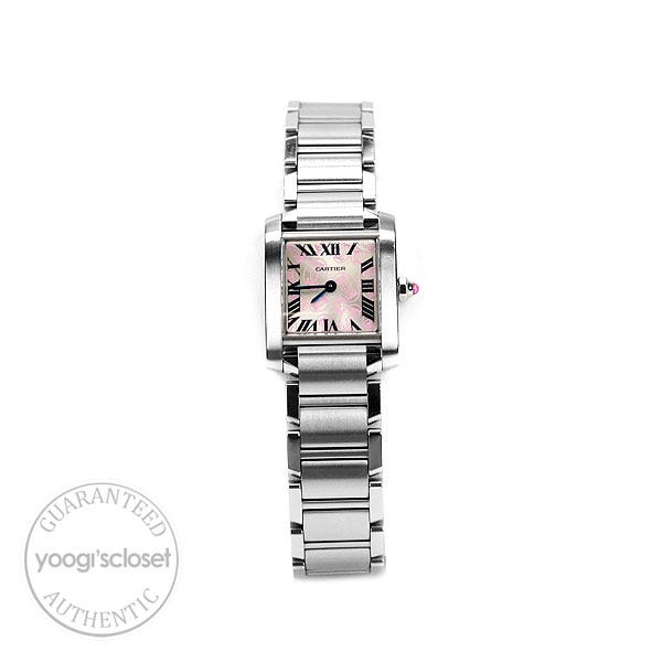 Cartier Tank Francaise Stainless Steel Grey and Pink Dial Ladies Watch W51031Q3