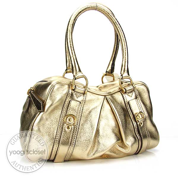 Burberry Gold Leather Ashbury Bag - Yoogi's Closet