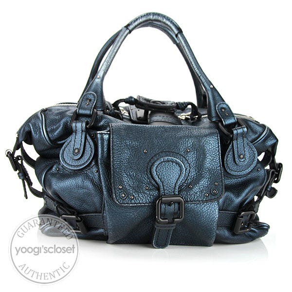Chloe Bleu Nuit Metallic Front Pocket Paddington Satchel Bag Chloe Bleu Nuit Metallic Front Pocket Paddington Satchel Bag