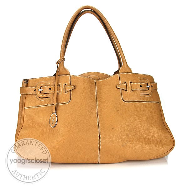 Tod's Tan Leather Satchel Tote Bag
