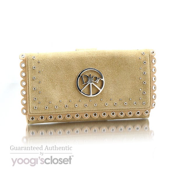 Christian Dior Tan Suede Peace Long Wallet