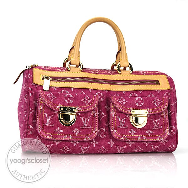 Authentic Louis Vuitton Monogram Pink Denim Neo Speedy Handbag + Dust Bag