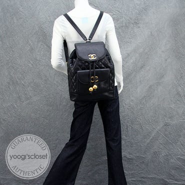 authentic chanel black quilted leather large backpack Duma Lambskin Mini tone hardware Chanel Vintage 2000s Quilted Leather