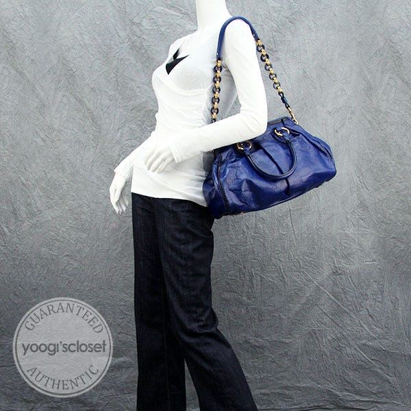 jacobs様 Marc Jacobs Cobalt Blue Safety Pin Stam Bag | Yoogi's Closet
