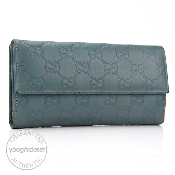 Gucci Blue Leather Guccissima Long Wallet