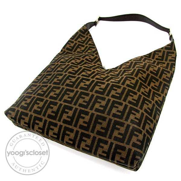 Fendi Tobacco Zucca Canvas V-Cut Shoulder Bag | Yoogi's Closet