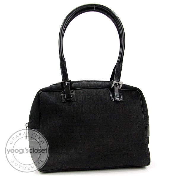 Fendi Black Zucchino Canvas Small Satchel Bag - 8BN005