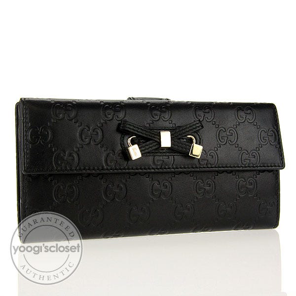 Gucci Black Leather Guccissima Princy Long Wallet