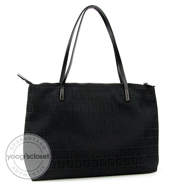 Fendi Black Zucchino Canvas Small Tote Bag - 8BH023
