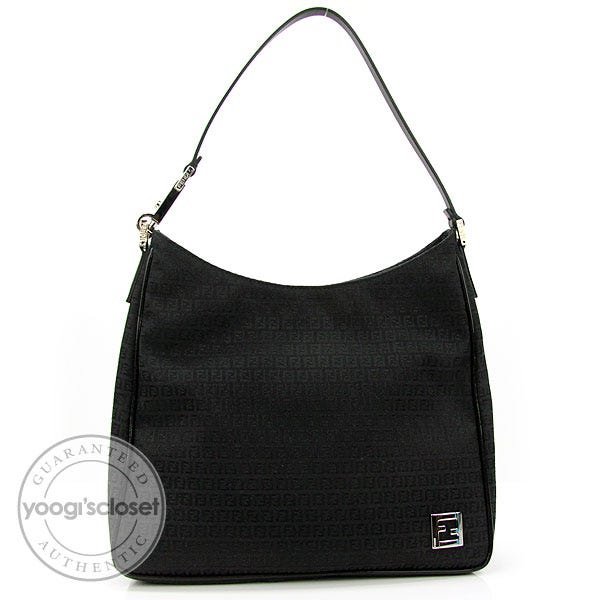 Fendi Black Mini Zucchino Print Canvas Shoulder Bag - 8BR169