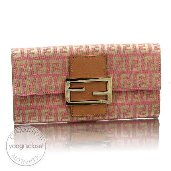 Fendi Pink Zucchino Canvas Long Wallet