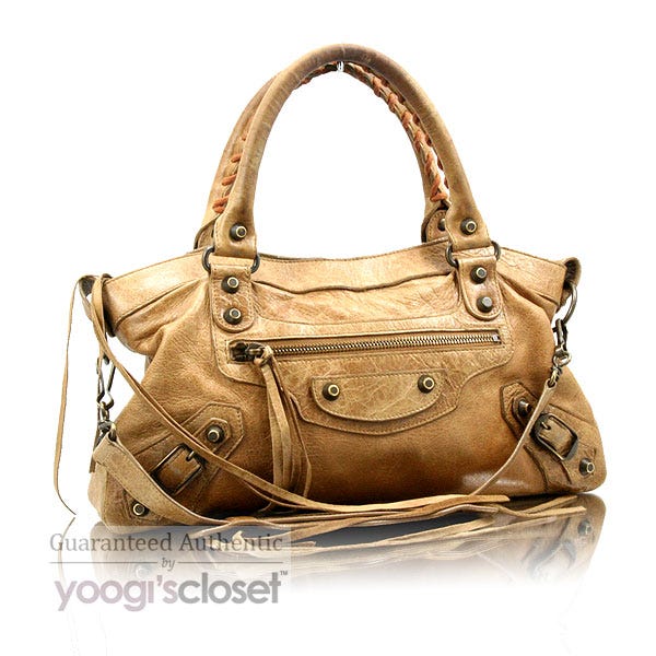 Balenciaga Light Brown Chevre Leather First Motorcycle Bag
