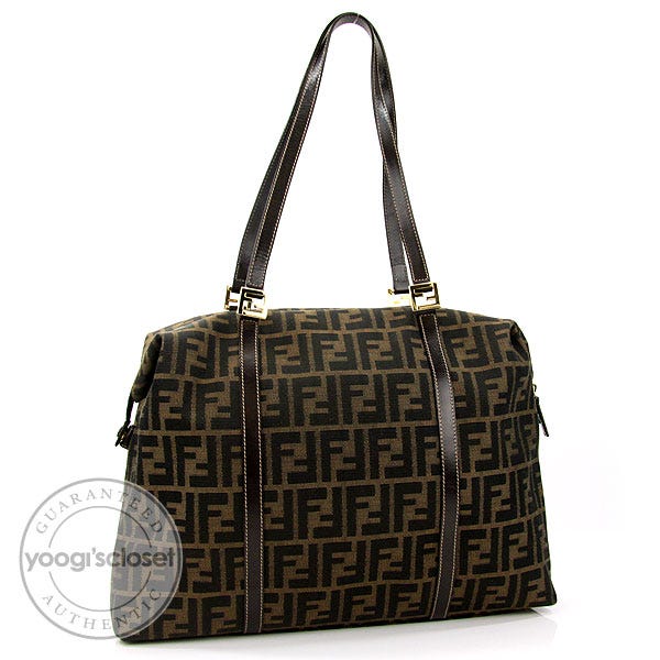 Fendi Tobacco Zucca Canvas Large Satchel Bag