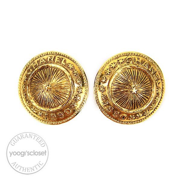 Chanel Goldtone Medallion Round Clip-on Earrings