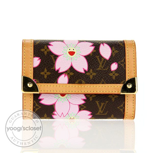Louis Vuitton Limited Edition Takashi Murakami Cherry Blossom Monogram  Canvas International Wallet in Brown