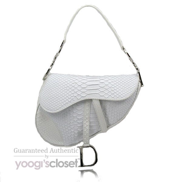 Christian Dior Limited Edition White Python Saddle Bag | Yoogi's Closet