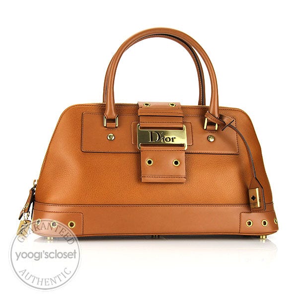 Christian Dior Light Brown Leather Street Chic Satchel Bag