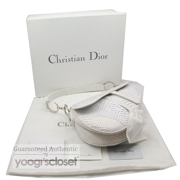 p*o様 Christian Diorアイボリー ノースリーブ テーラードジャケ Christian Dior Limited Edition White Python Saddle Bag | Yoogi's