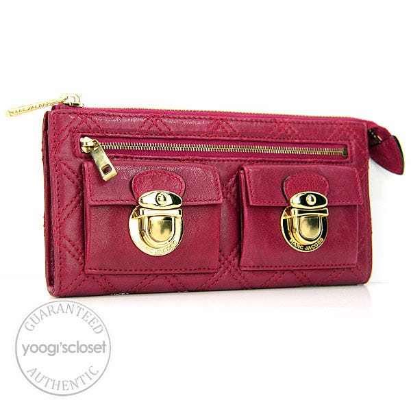 Marc Jacobs Fuchsia Leather Patchwork Zip Clutch Bag