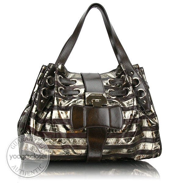 Jimmy Choo Limited Edition Bronze/Brown Eel Skin Ramona Tote Bag