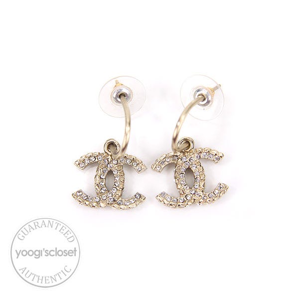 Chanel Swarovski Crystal CC Logo Earrings