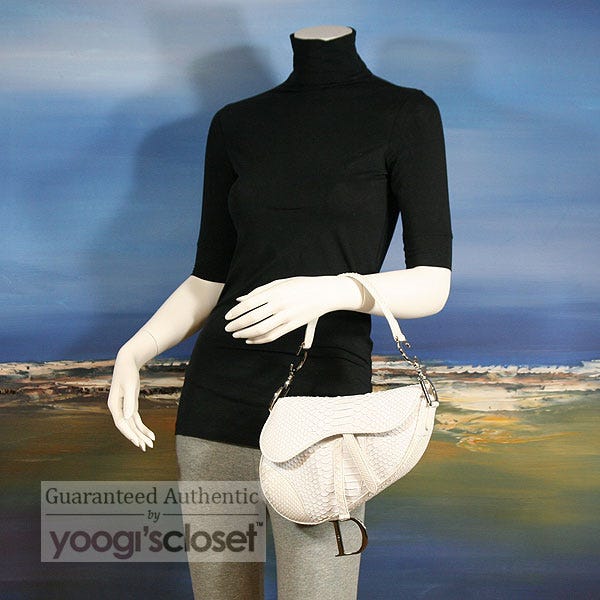 Christian Dior Limited Edition White Python Saddle Bag | Yoogi's