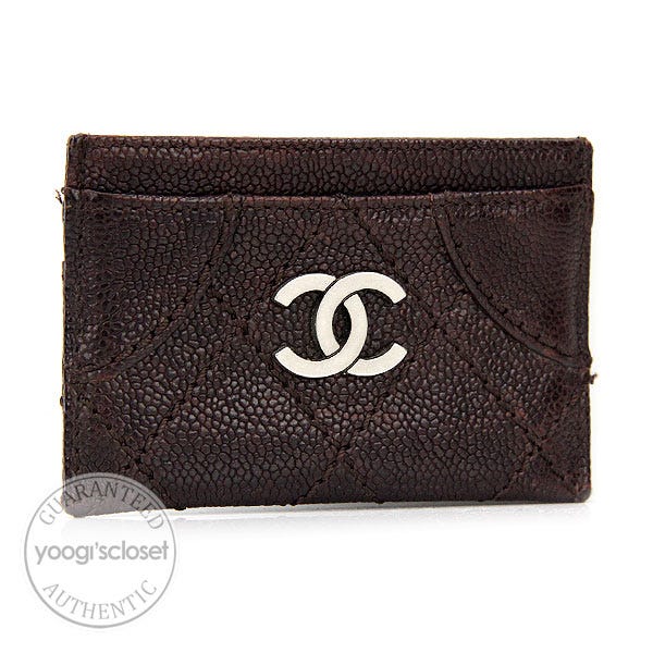 Chanel Brown Outdoor Ligne Quilted Caviar Card Holder
