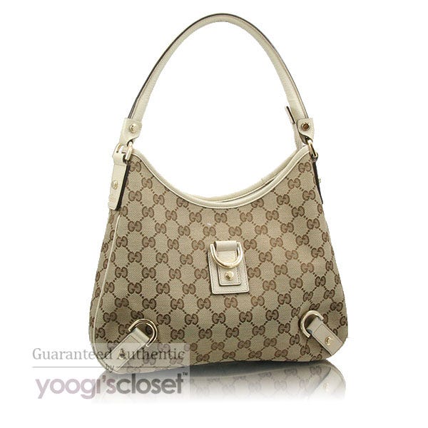 Gucci Beige/Ebony GG Fabric D-Ring HoboTote Bag