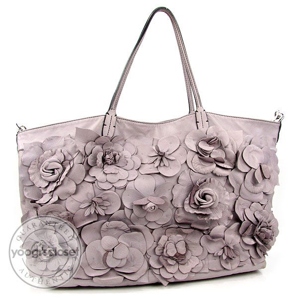 Valentino Violet Nappa Leather Primevere Floral Applique Large Tote Bag