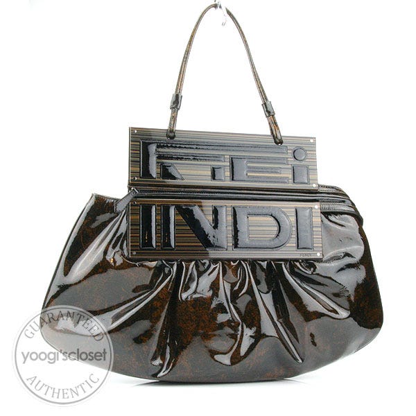 Fendi Logo Tortoise Patent Leather Convertible To You Bag - 8BN179
