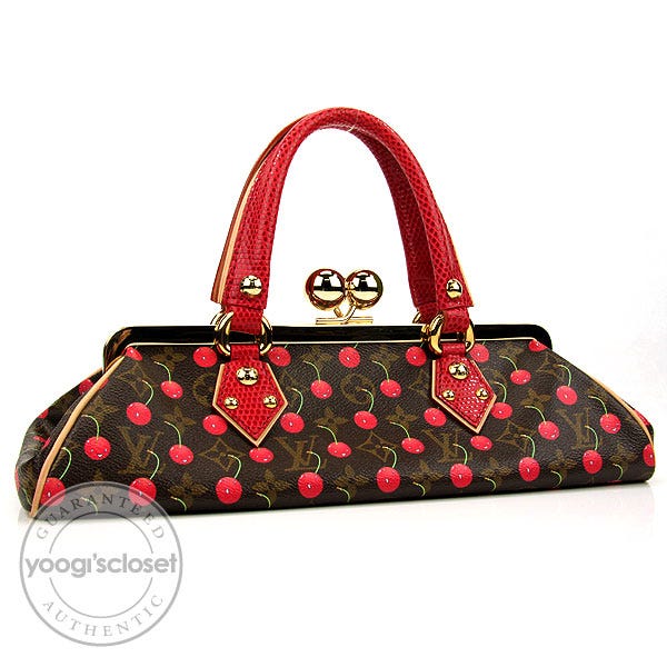 Louis Vuitton Limited Edition Cerise Lizard Sac Fermoir GM Bag