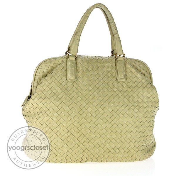 Bottega Veneta Cream Woven Leather Large Satchel Bag