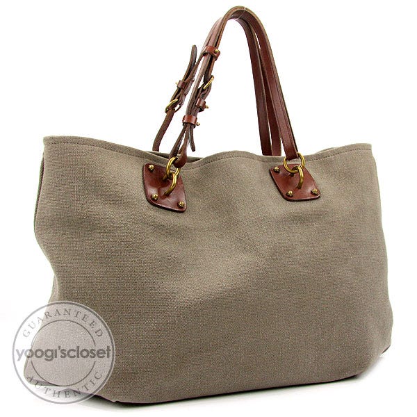 Bottega Veneta Brown Canvas Large Tote Bag - Yoogi's Closet