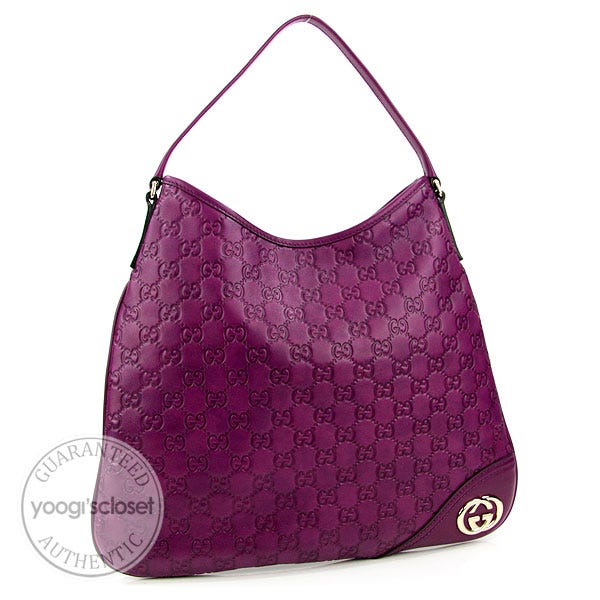 Gucci Magenta Guccissima Leather New Britt Hobo Bag