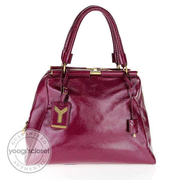 Yves Saint Laurent Violet Patent Leather Medium Majorelle Satchel Bag