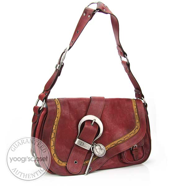 Christian Dior Brick Red Leather Medium Gaucho Bag | Yoogi's Closet