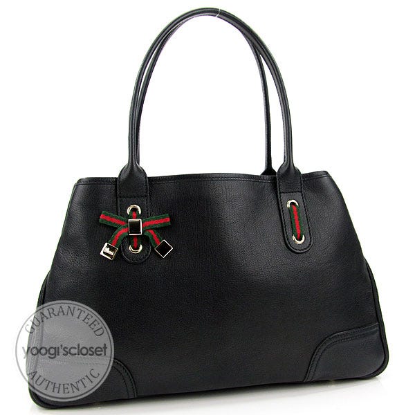 Gucci Black Leather Princy Medium Tote Bag