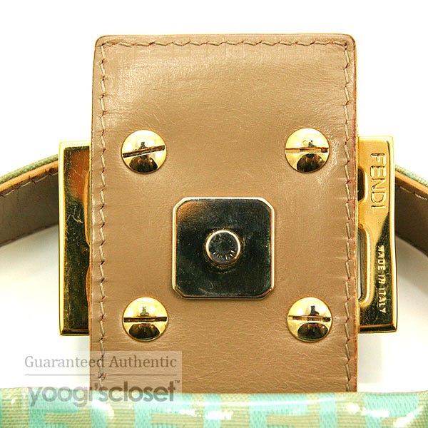Fendi Mint Green Coated Canvas Zucchino Baguette Bag | Yoogi's Closet