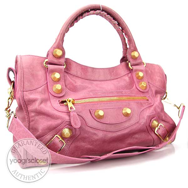 Balenciaga Bubblegum Pink Lambskin City Giant Hardware Bag