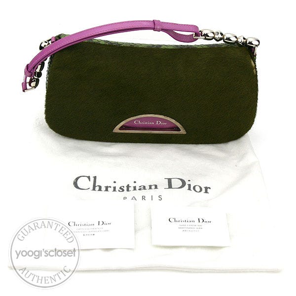 Christian Dior Green Python/Pony Hair Shoulder Bag | Yoogi's Christian Dior Green Python/Pony Hair Shoulder Bag | Yoogi's