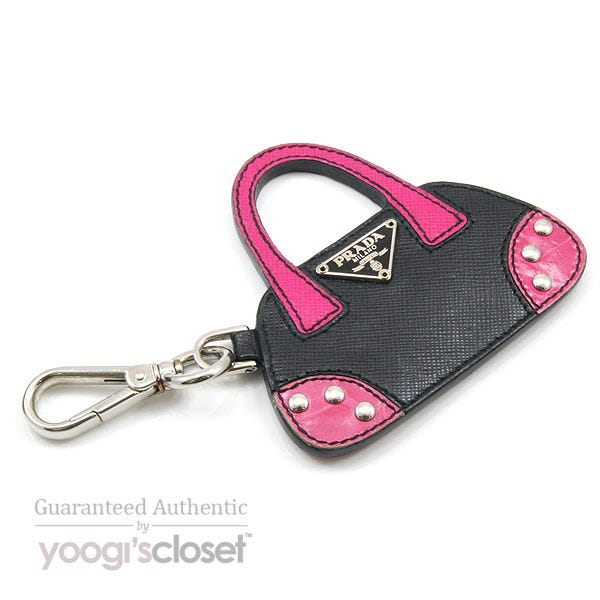 Prada Black/Pink Leather Purse Keychain M820