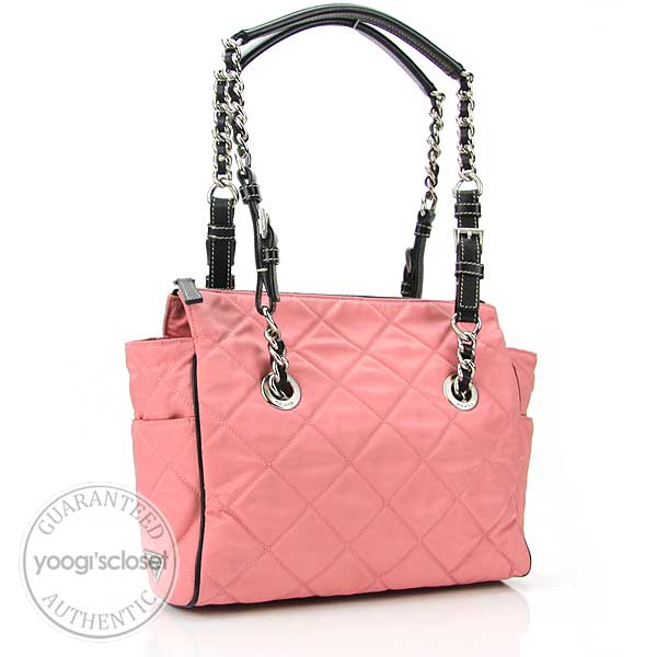 Prada Pink Quilted Nylon Shopping Tote Bag BR2236