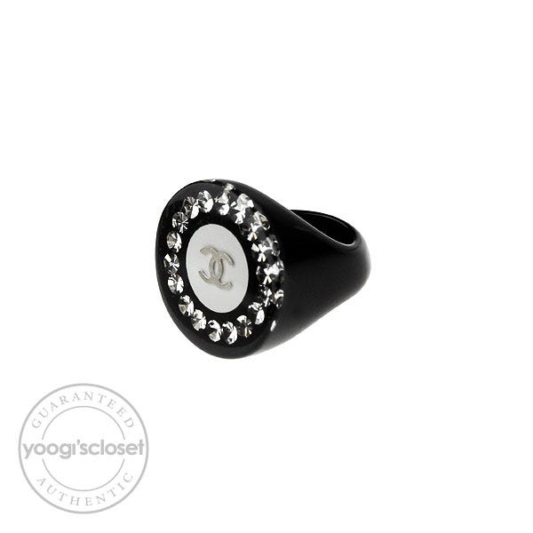 Chanel Black Resin Telephone CC Logo Ring Size 6.5 - Yoogi's Closet