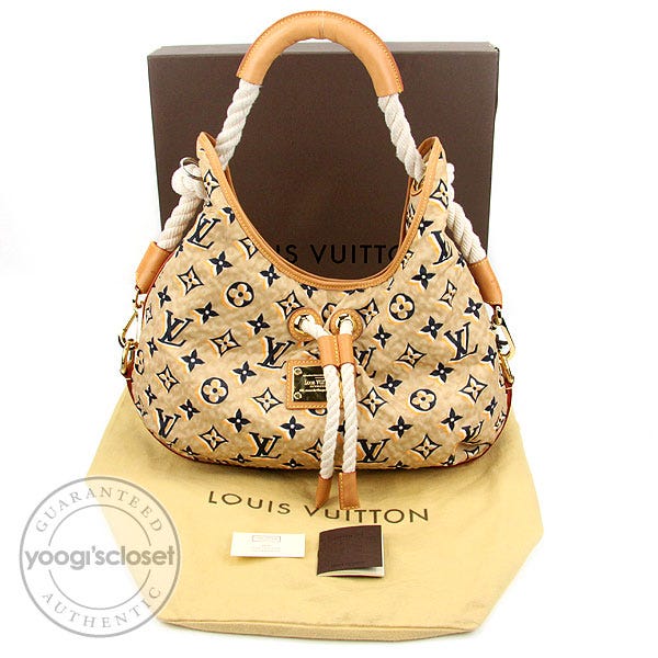 Louis Vuitton Limited Edition Navy Blue Nylon Bulles MM Bag - Yoogi's Closet