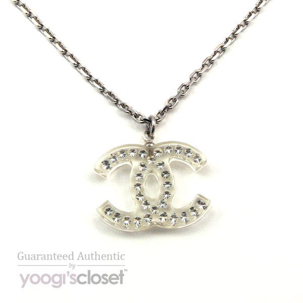 Chanel Crystal Resin CC Logo Necklace