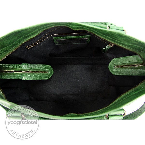 Balenciaga Cypress Green Chevre Motorcycle City Bag